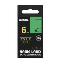 カシオ  ネームランドテープ6mm緑地/黒文字　XR-6GN