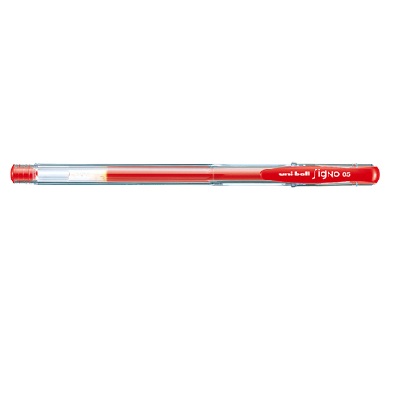 三菱鉛筆  水性ボールペン0.5mm　ユニボール　シグノ　エコライター　赤
