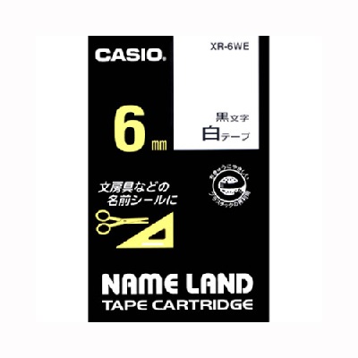 カシオ  ネームランドテープ6mm白地/黒文字:XR-6WE