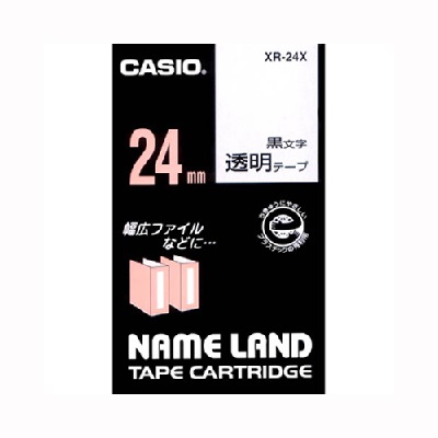 カシオ  ネームランド透明テープ24mm黒文字:XR-24X