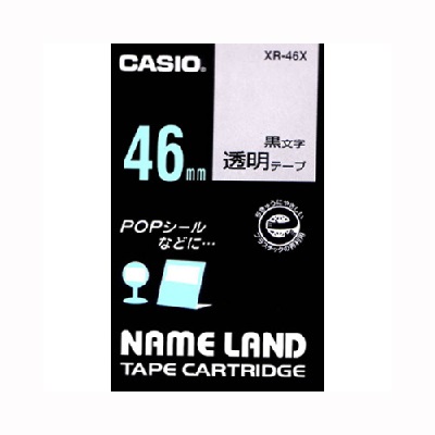 カシオ  ネームランド透明テープ46mm黒文字:XR-46X