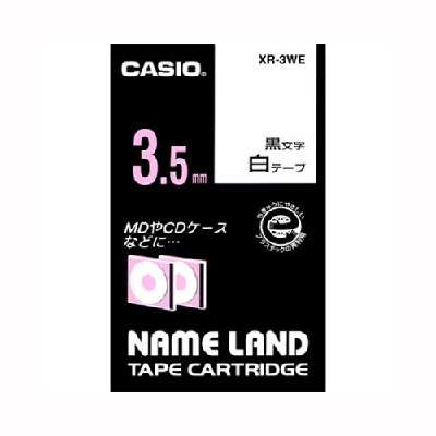 カシオ  ネームランドテープ3.5mm白地/黒文字:XR-3WE