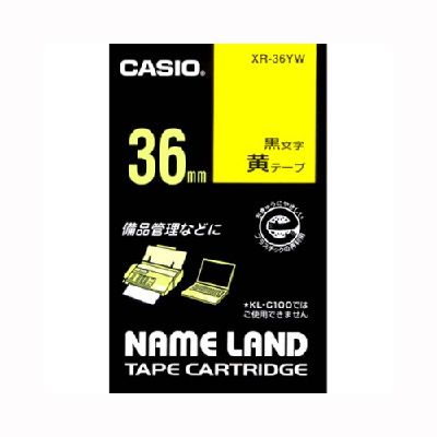 カシオ  ネームランドテープ36mm黄地/黒文字:XR-36YW