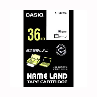 カシオ  ネームランドテープ36mm白地/黒文字:XR-36WE