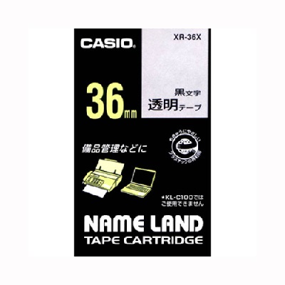 カシオ  ネームランド透明テープ36mm黒文字:XR-36X