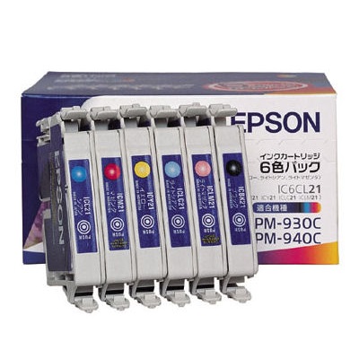 エプソン  インクジェットカートリッジ　6色パック　IC6CL21